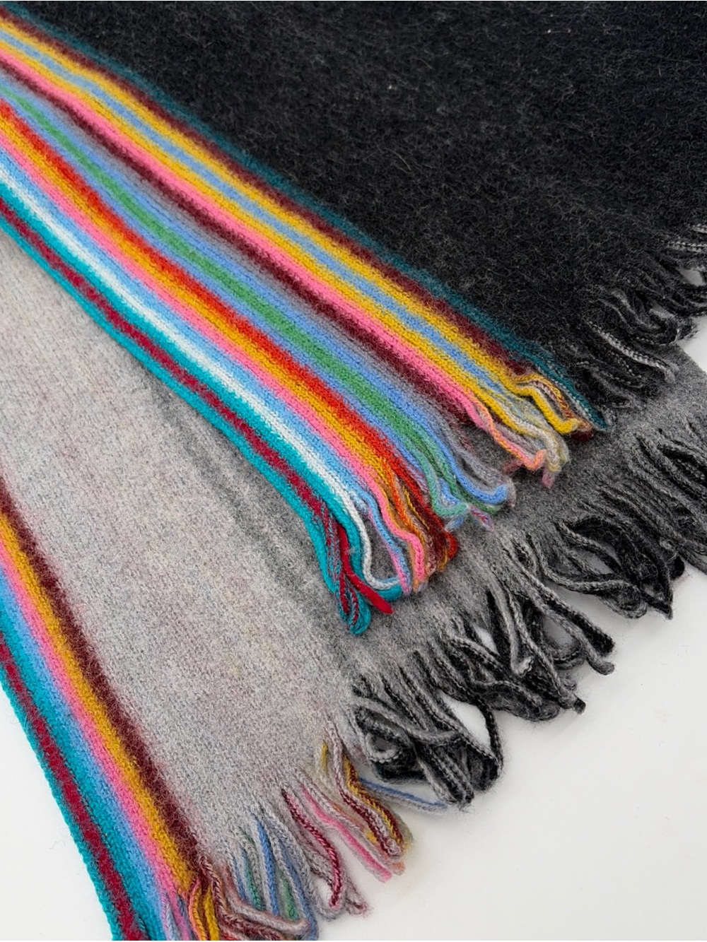 PAUL SMITH Artist Stripe New Wool Reversible Blanket Scarf Quiet Luxury